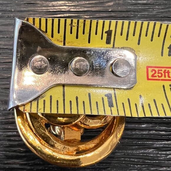 Chanel Vintage Gold Hammered Logo Cutout Clip On - Picture 9 of 11